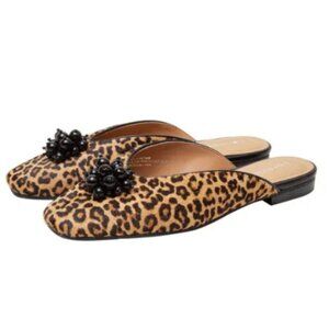 Lisa Vicky Glow Genuine Calf Hair Mule Leopard Tan/Black Women's Size 9.5 NWB